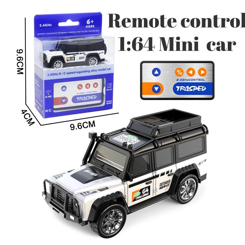 1/64 high-precision mini 2.4G alloy remote control car model with hanging, children's light toy with adjustable speed Off-road